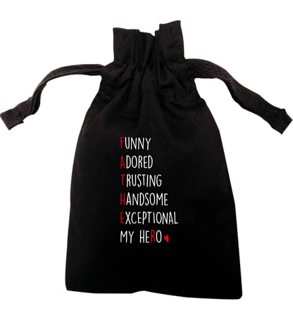 Father meaning hero acrostic poem | XS - L | Pouch / Drawstring bag / Sack | Organic Cotton | Bulk discounts available!