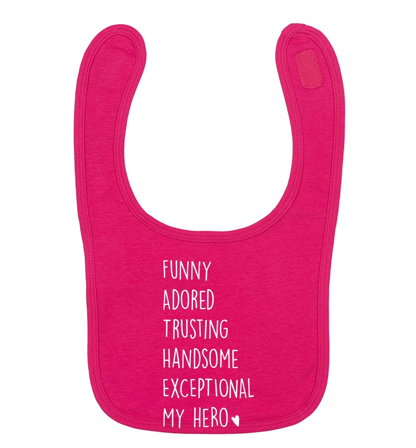 Father meaning hero acrostic poem dark pink baby bib