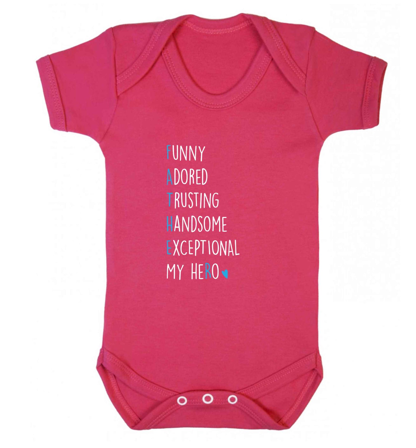Father meaning hero acrostic poem baby vest dark pink 18-24 months
