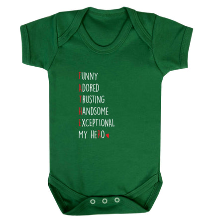 Father meaning hero acrostic poem baby vest green 18-24 months