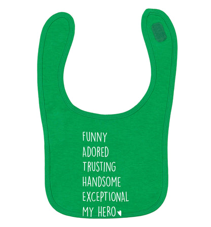 Father meaning hero acrostic poem green baby bib