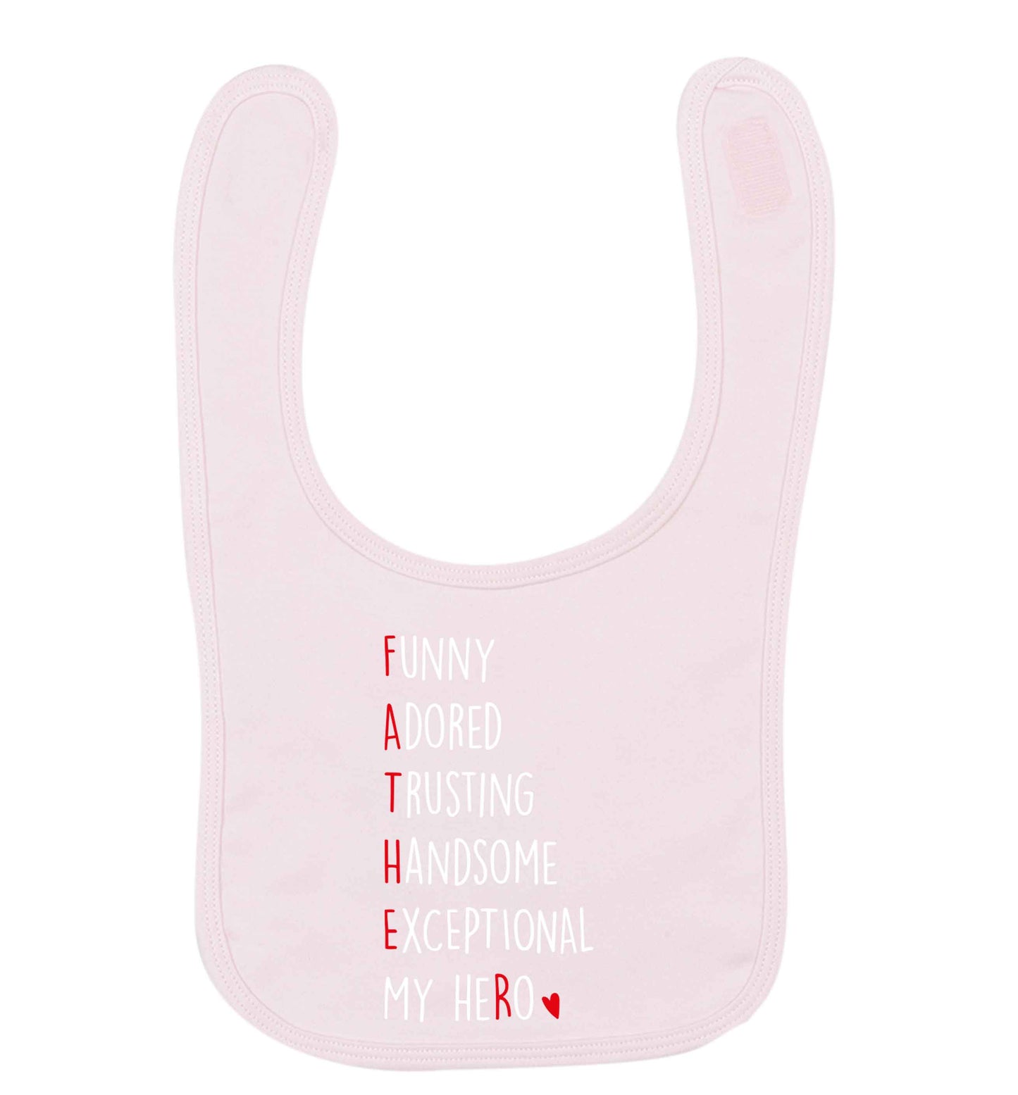 Father meaning hero acrostic poem pale pink baby bib