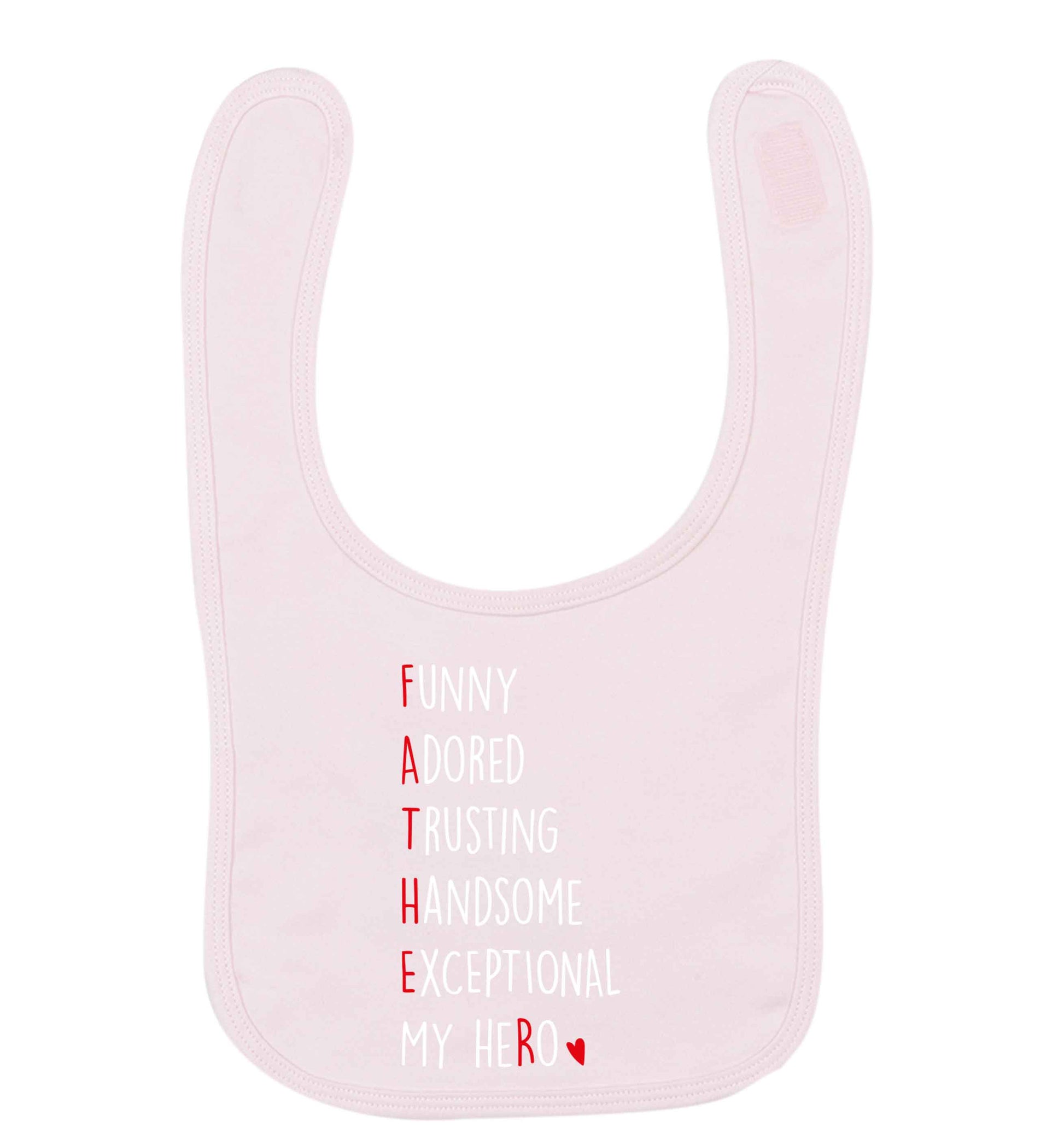 Father meaning hero acrostic poem pale pink baby bib