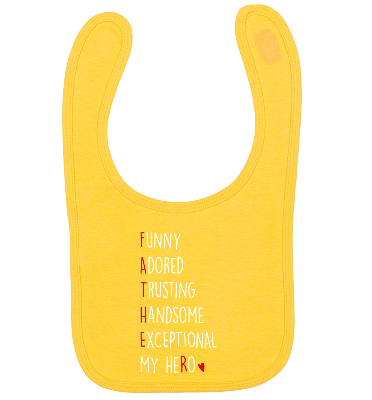 Father meaning hero acrostic poem yellow baby bib