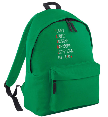 Father, funny adored trusting handsome exceptional my hero green adults backpack
