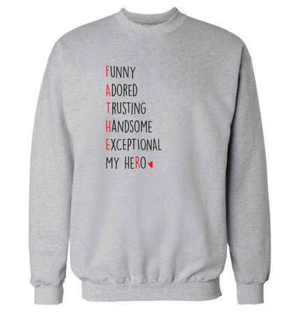 Father, funny adored trusting handsome exceptional my hero adult's unisex grey sweater 2XL