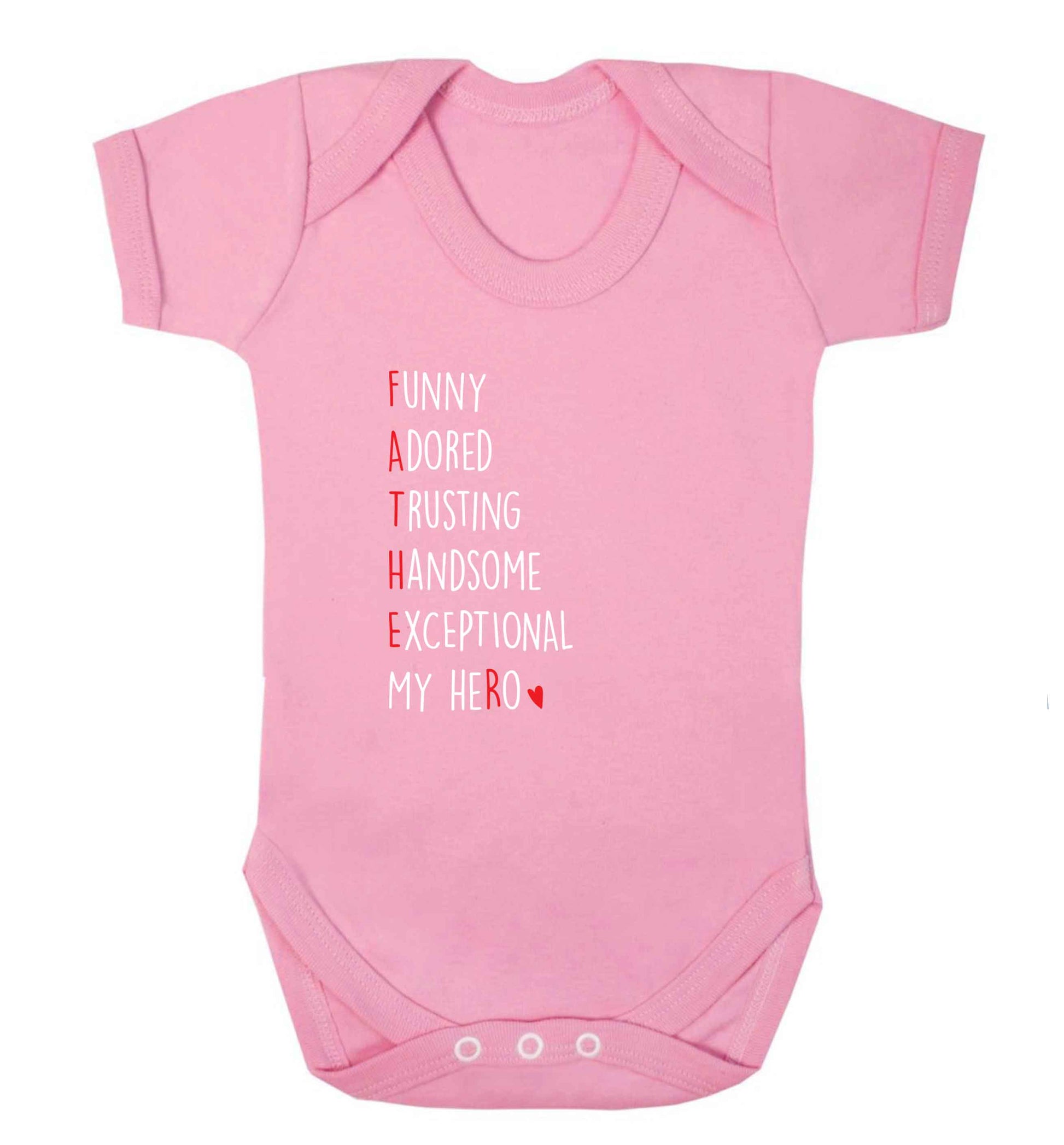 Father, funny adored trusting handsome exceptional my hero baby vest pale pink 18-24 months