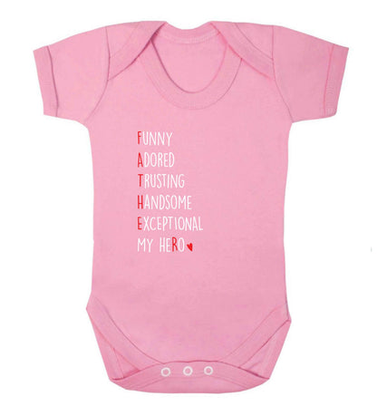 Father, funny adored trusting handsome exceptional my hero baby vest pale pink 18-24 months