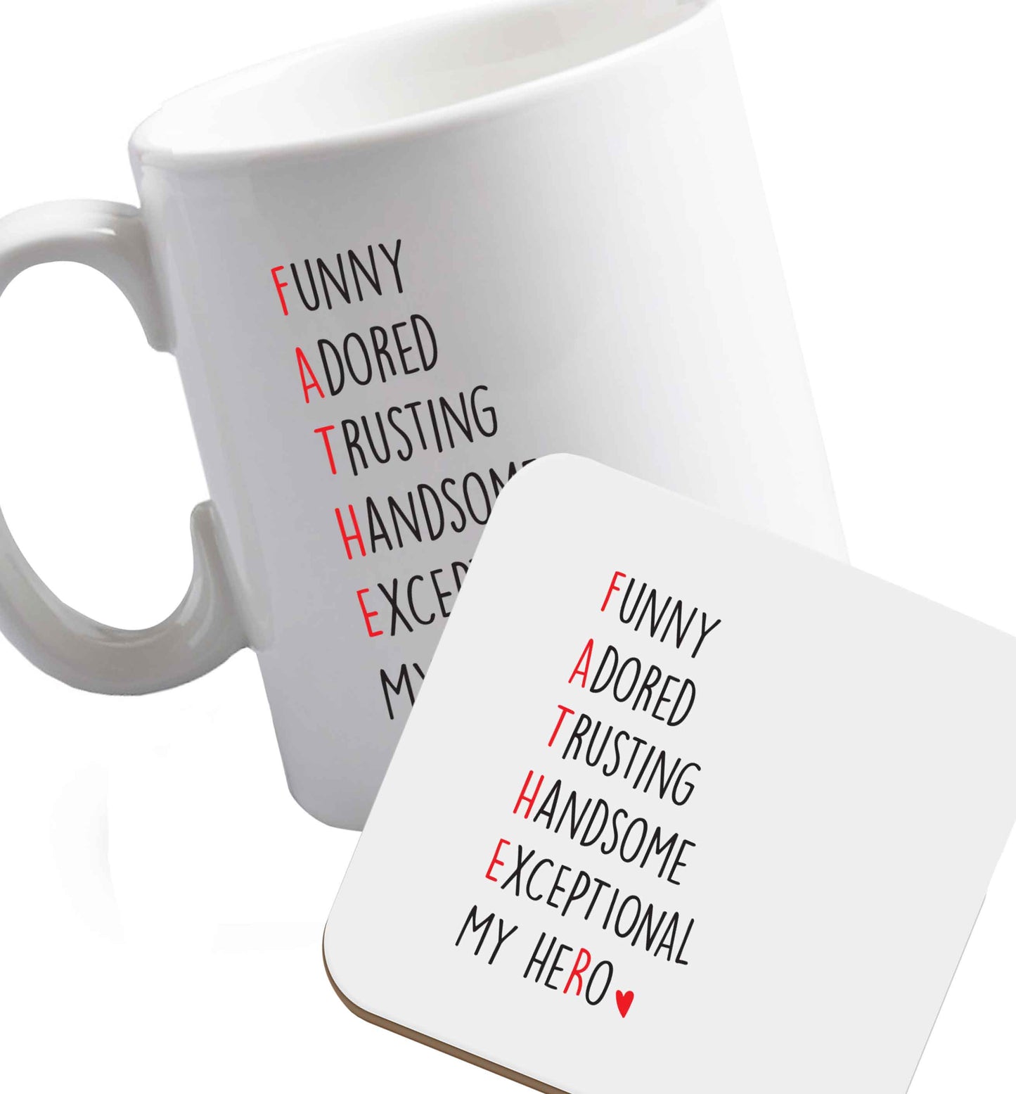 10 oz Favourite Type Pan Pancake ceramic mug and coaster set right handed
