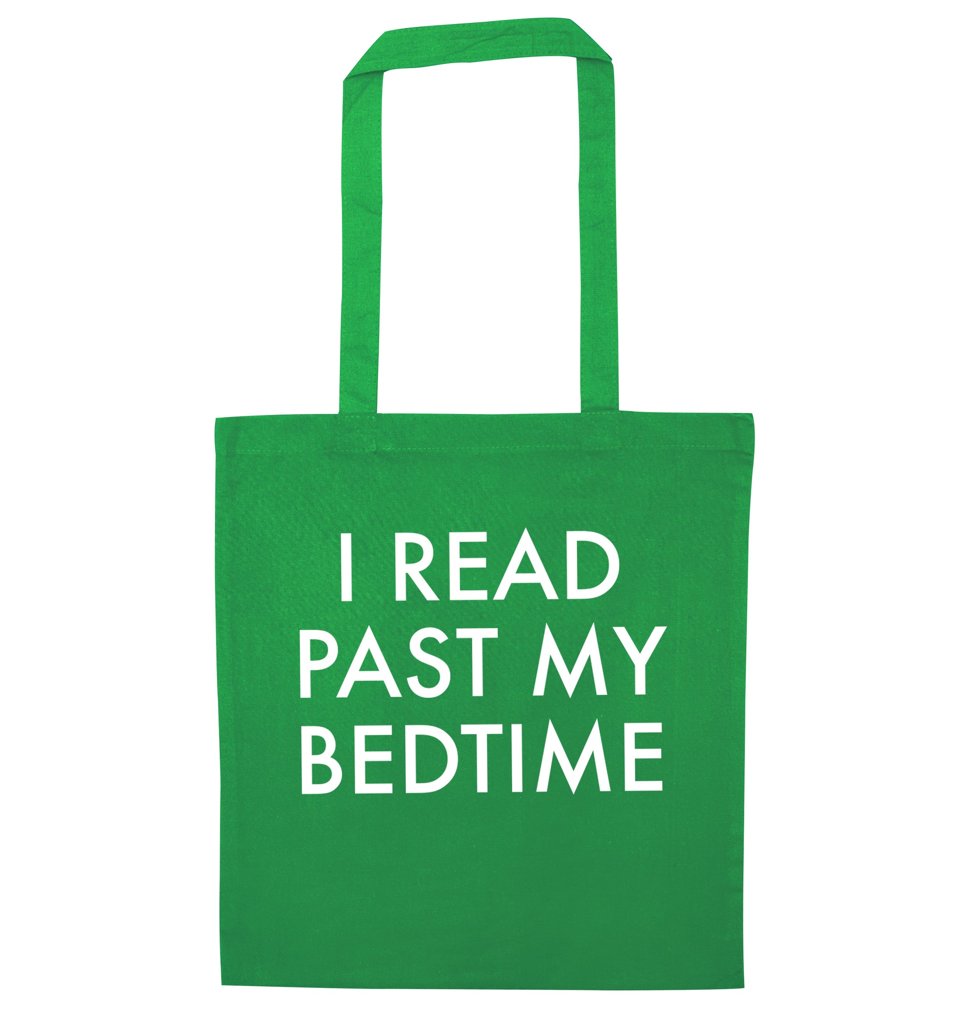 I read past my bedtime green tote bag