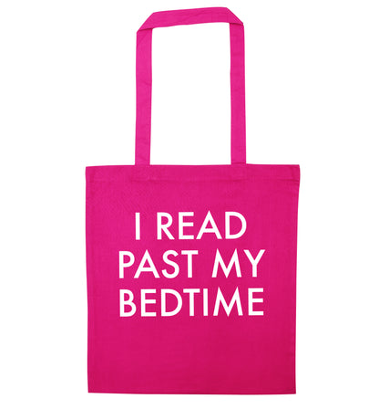 I read past my bedtime pink tote bag