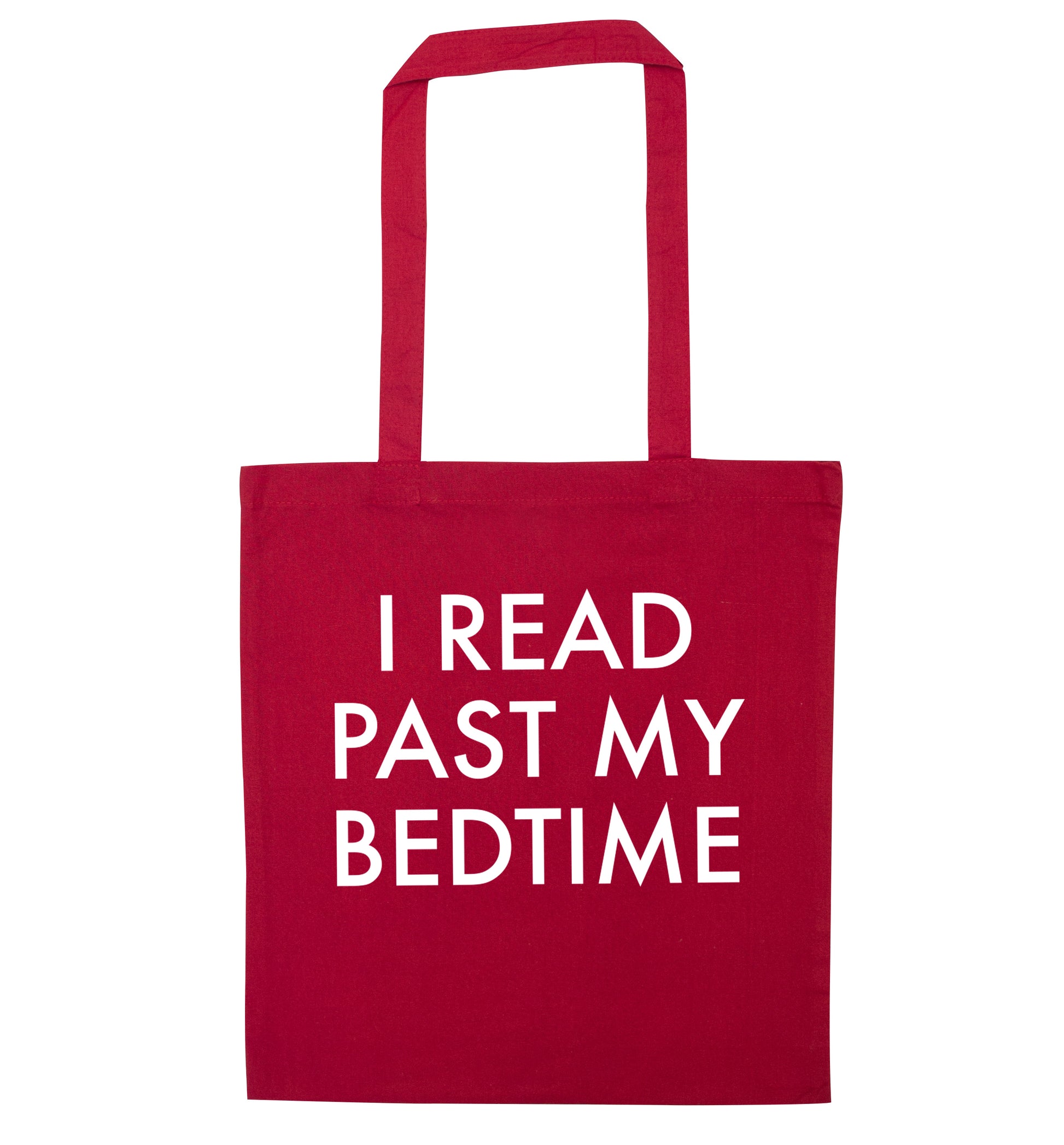 I read past my bedtime red tote bag