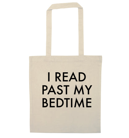 I read past my bedtime natural tote bag