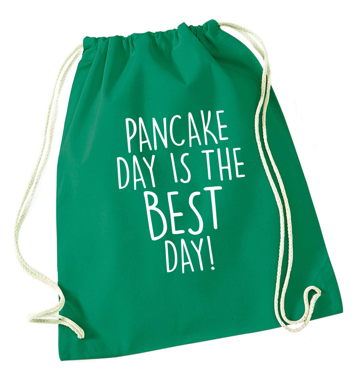 Pancake day is the best day green drawstring bag