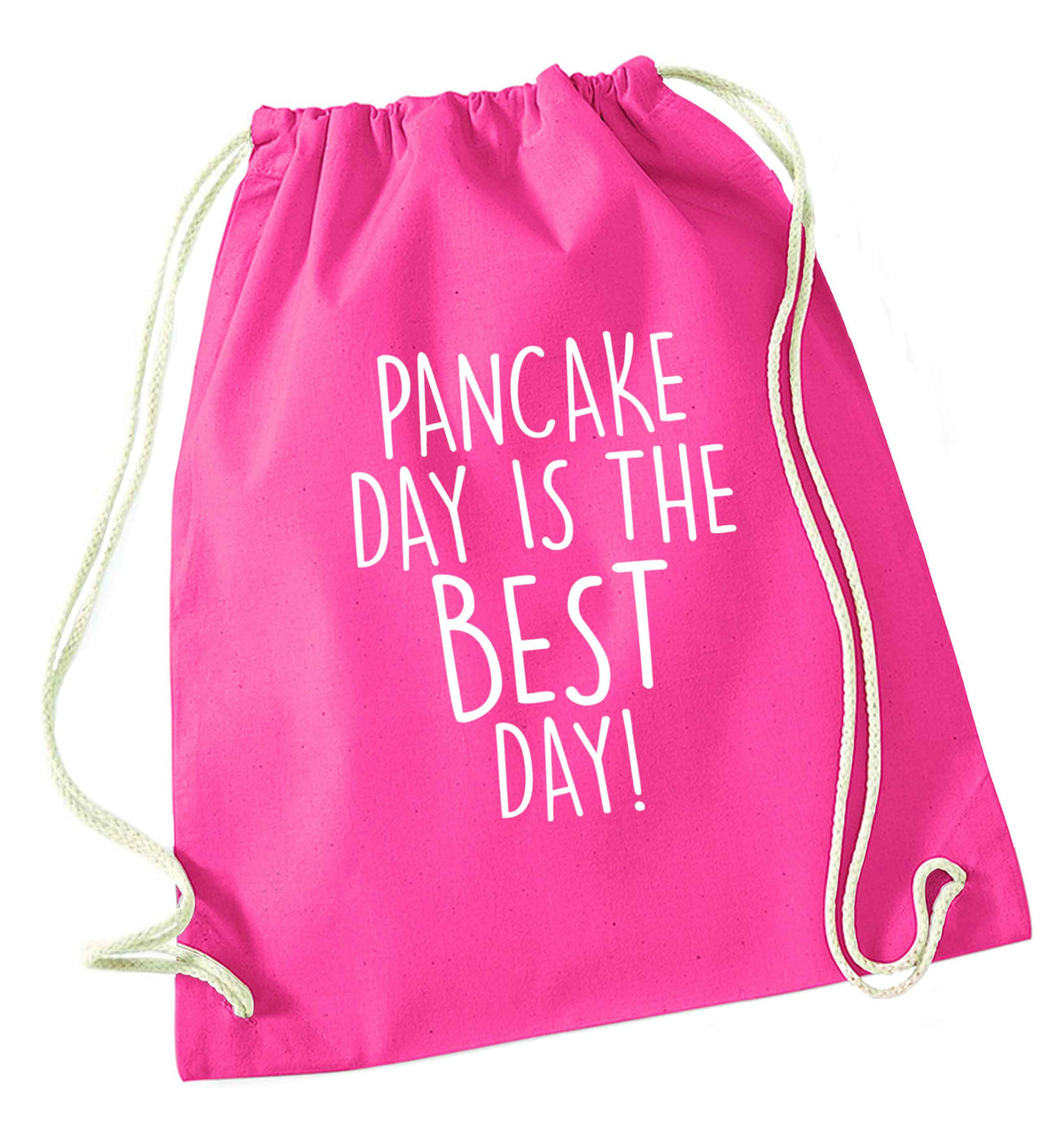 Pancake day is the best day pink drawstring bag