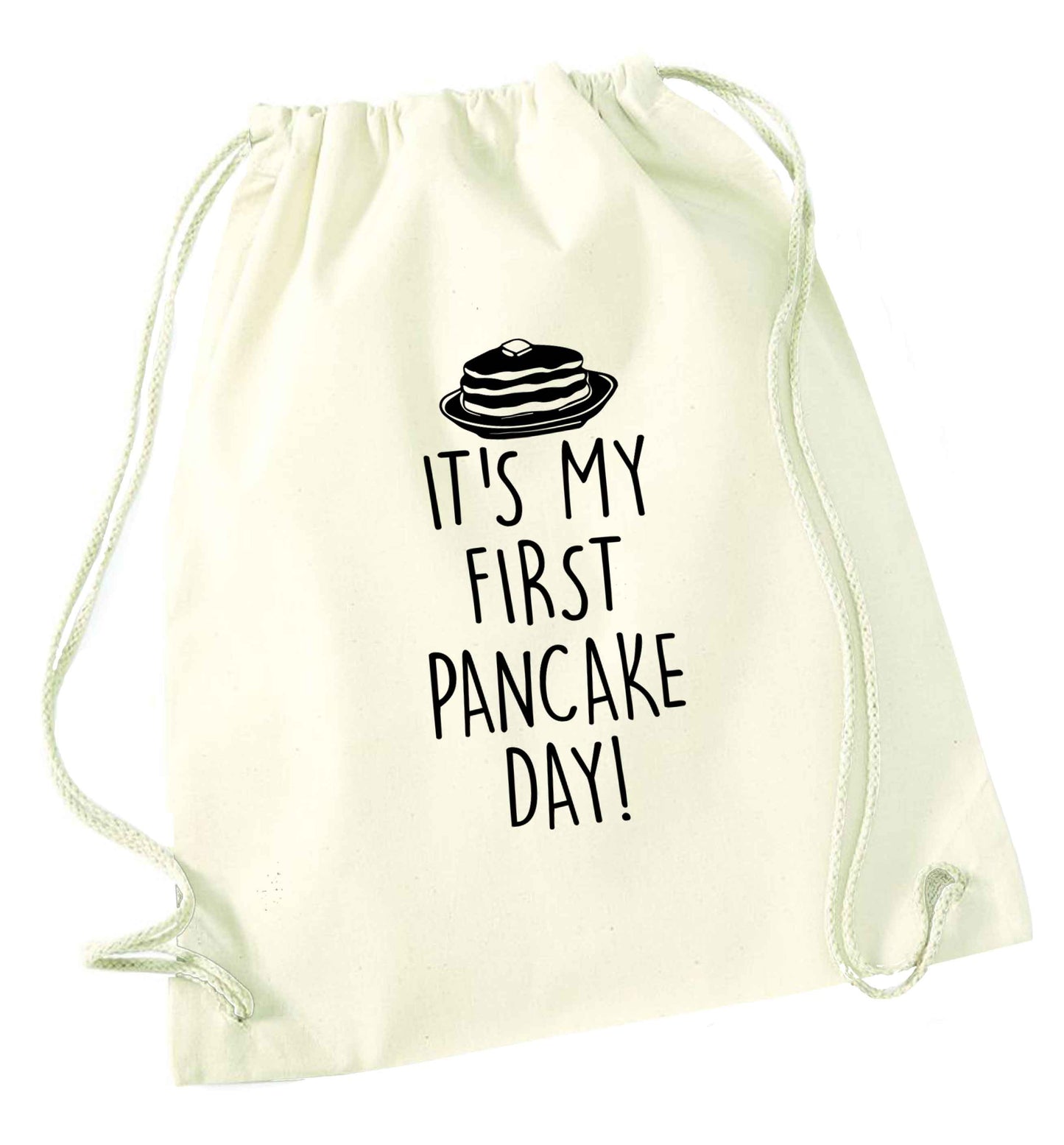 It's my first pancake day natural drawstring bag