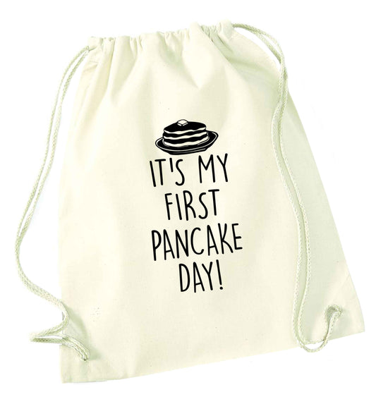 It's my first pancake day natural drawstring bag