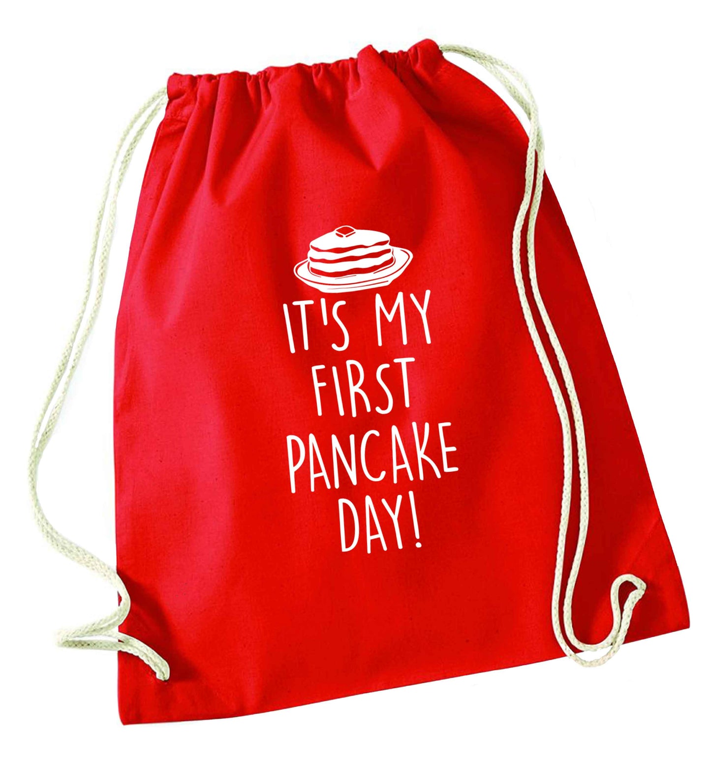 It's my first pancake day red drawstring bag 
