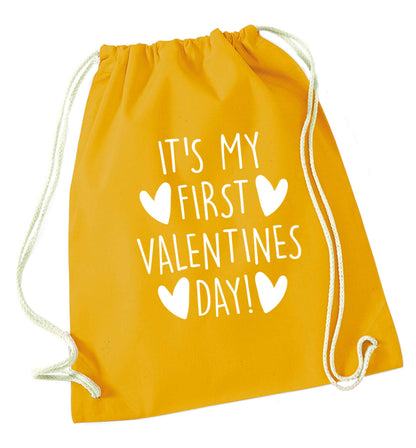 It's my first valentines day! mustard drawstring bag