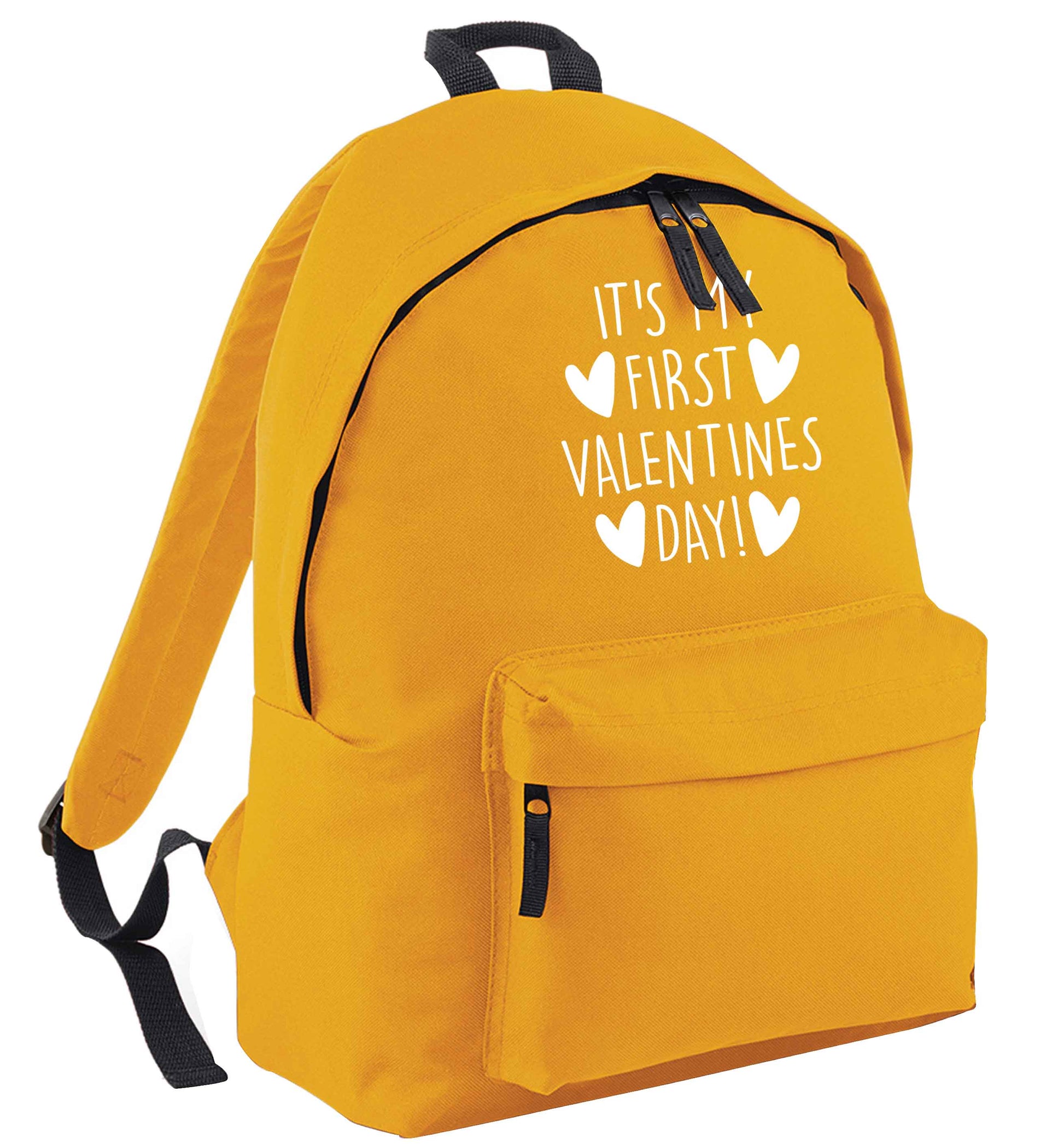 It's my first valentines day! mustard adults backpack