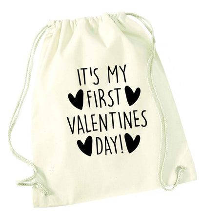 It's my first valentines day! natural drawstring bag