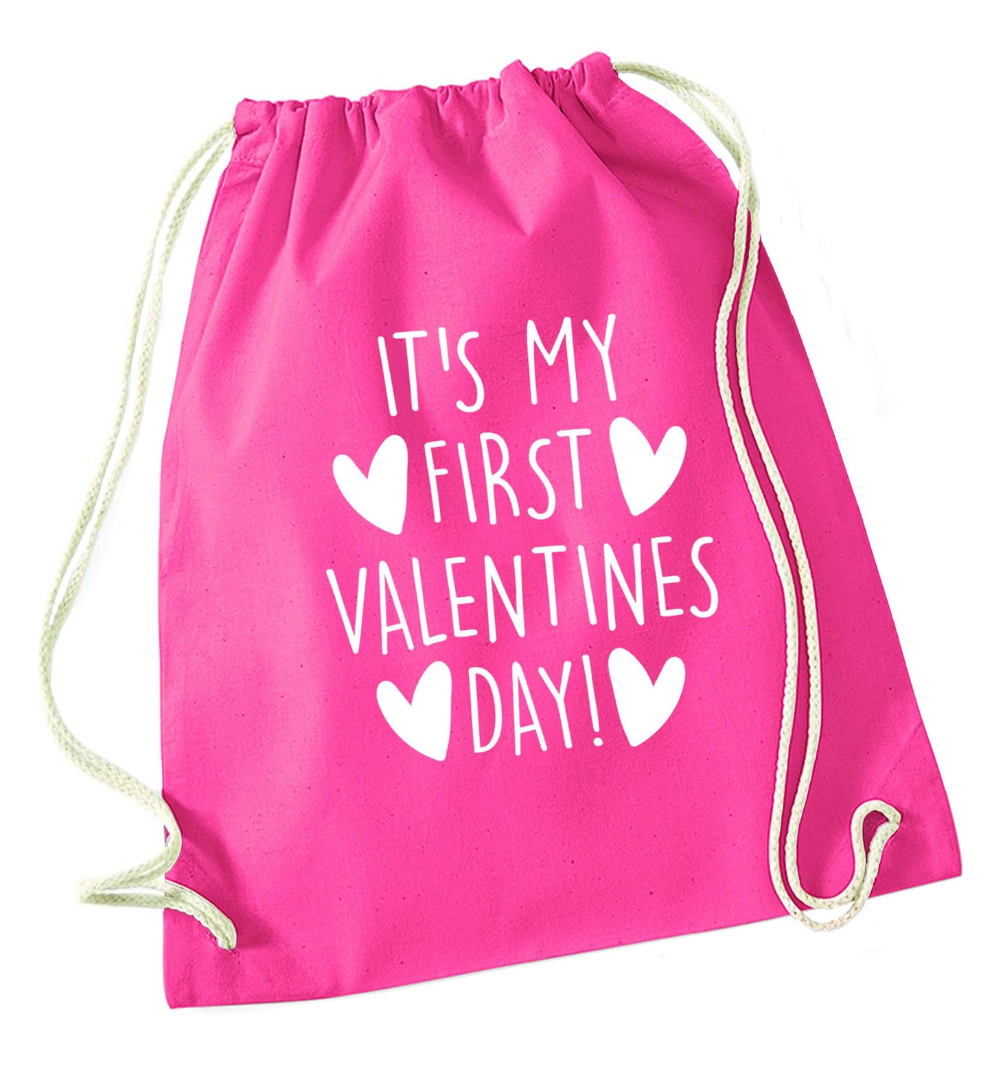 It's my first valentines day! pink drawstring bag