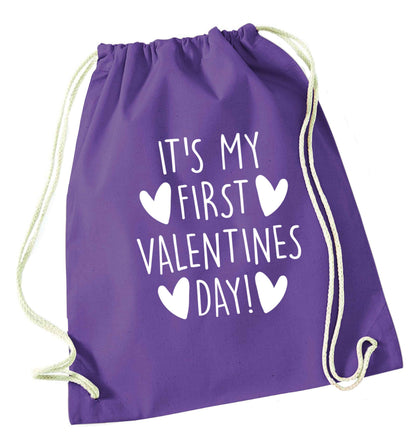 It's my first valentines day! purple drawstring bag