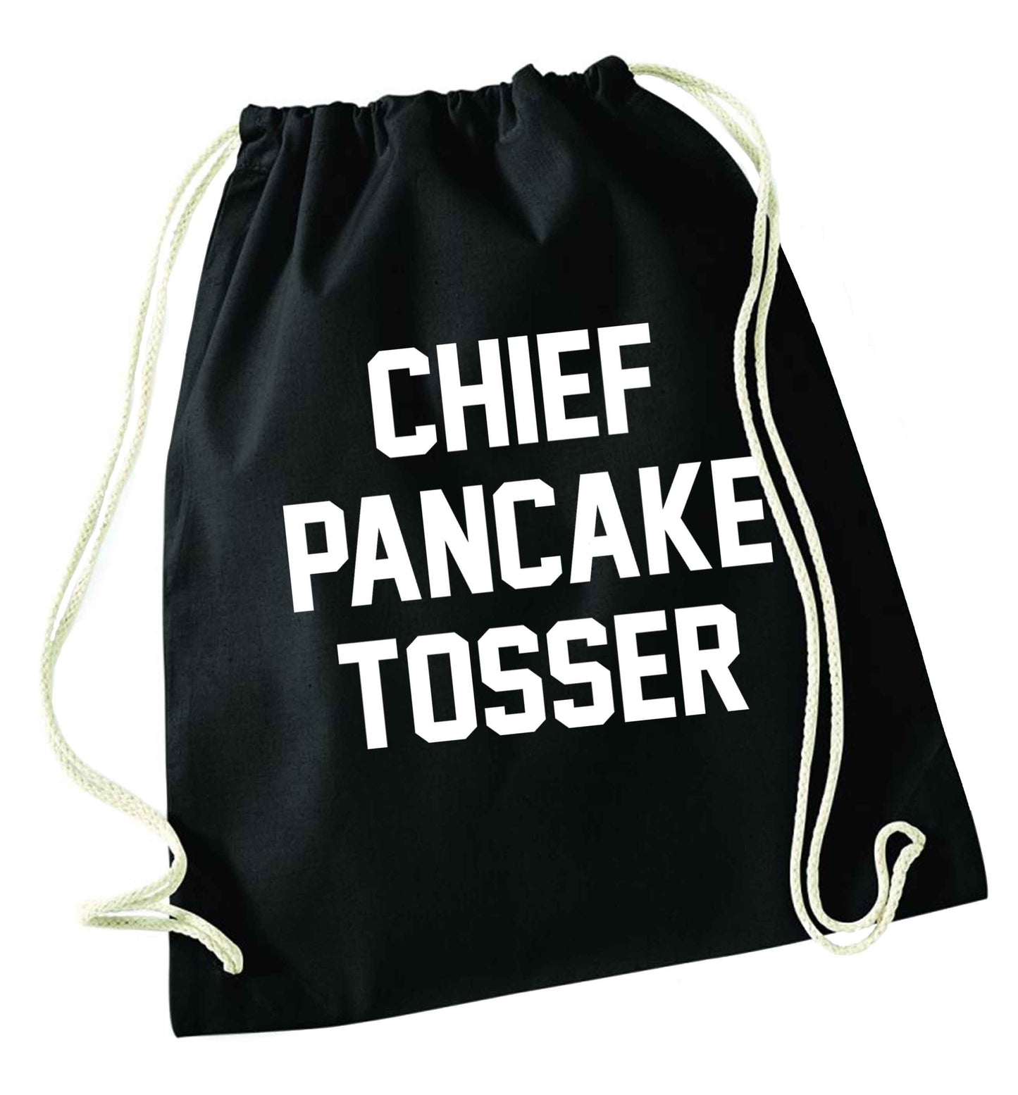 Chief pancake tosser black drawstring bag