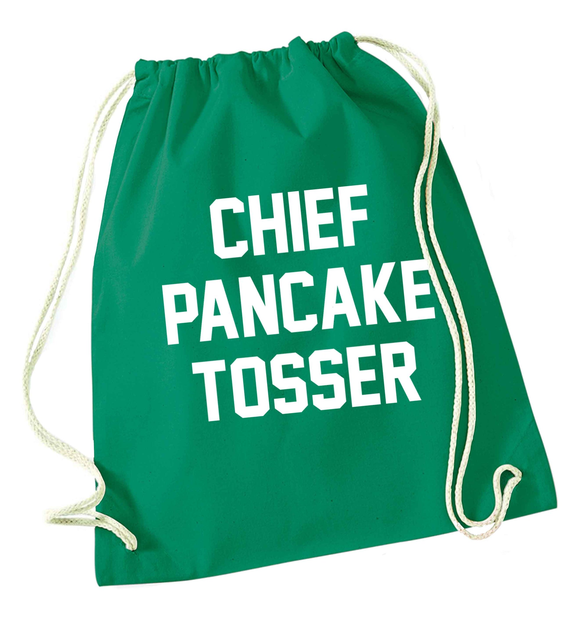 Chief pancake tosser green drawstring bag