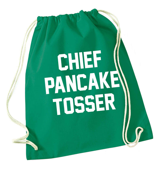 Chief pancake tosser green drawstring bag