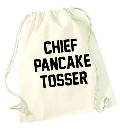 Chief pancake tosser natural drawstring bag