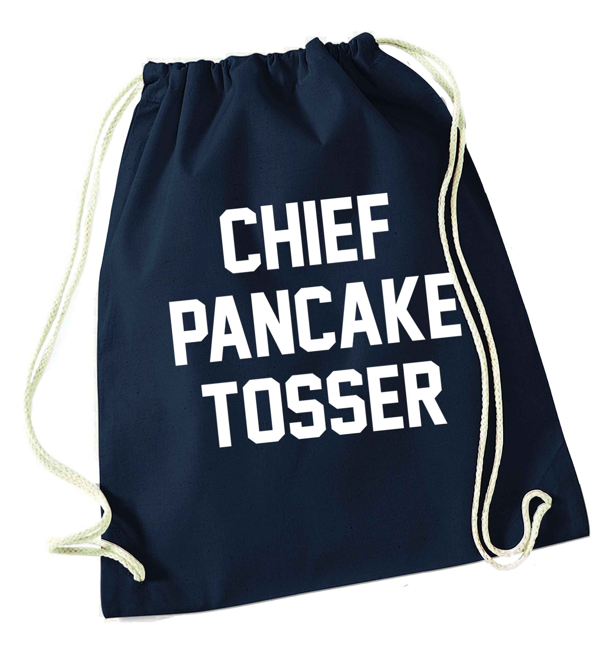 Chief pancake tosser navy drawstring bag