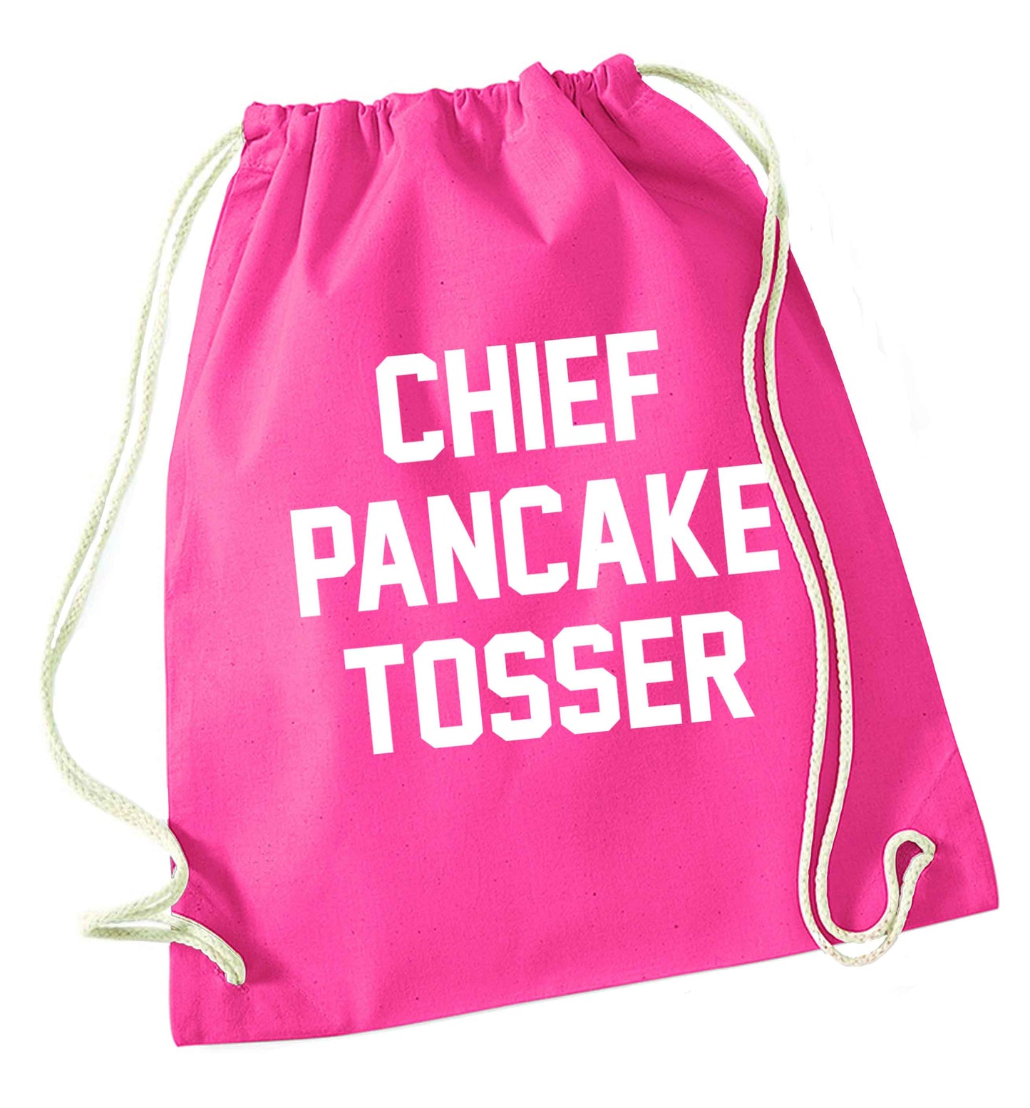Chief pancake tosser pink drawstring bag