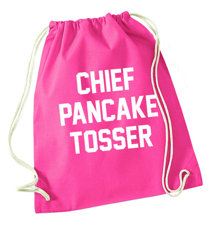 Chief pancake tosser pink drawstring bag