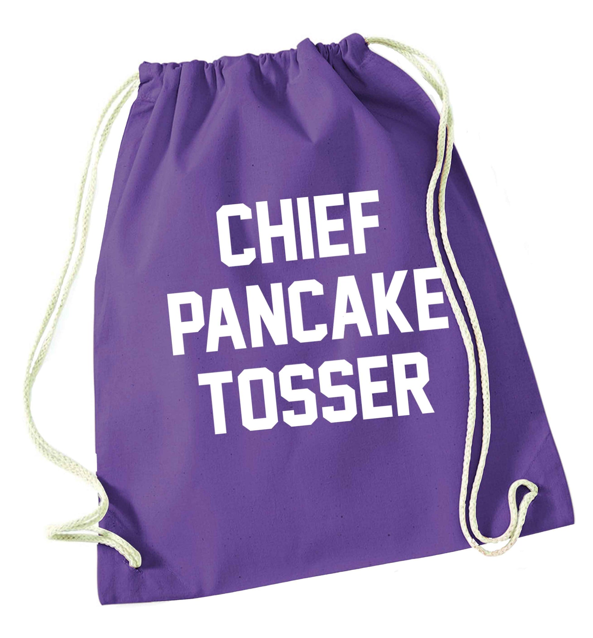 Chief pancake tosser purple drawstring bag