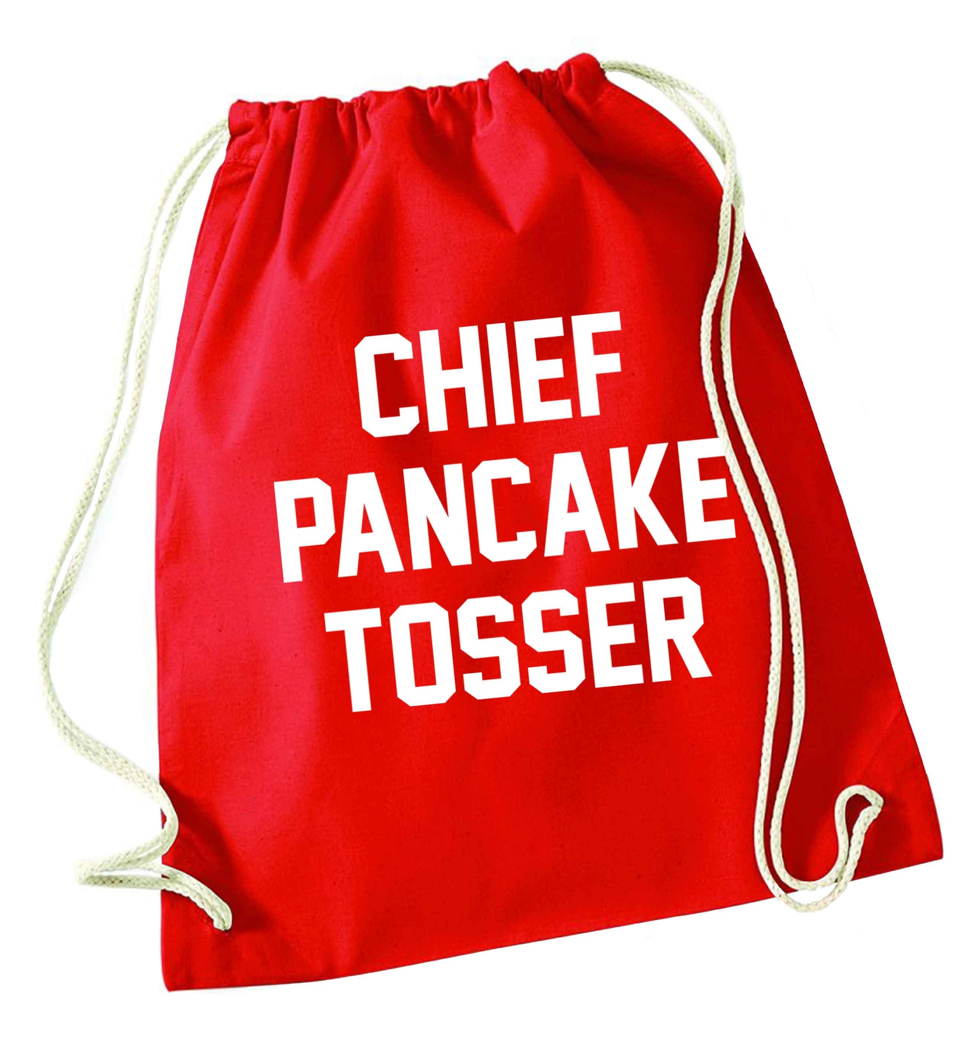 Chief pancake tosser red drawstring bag 