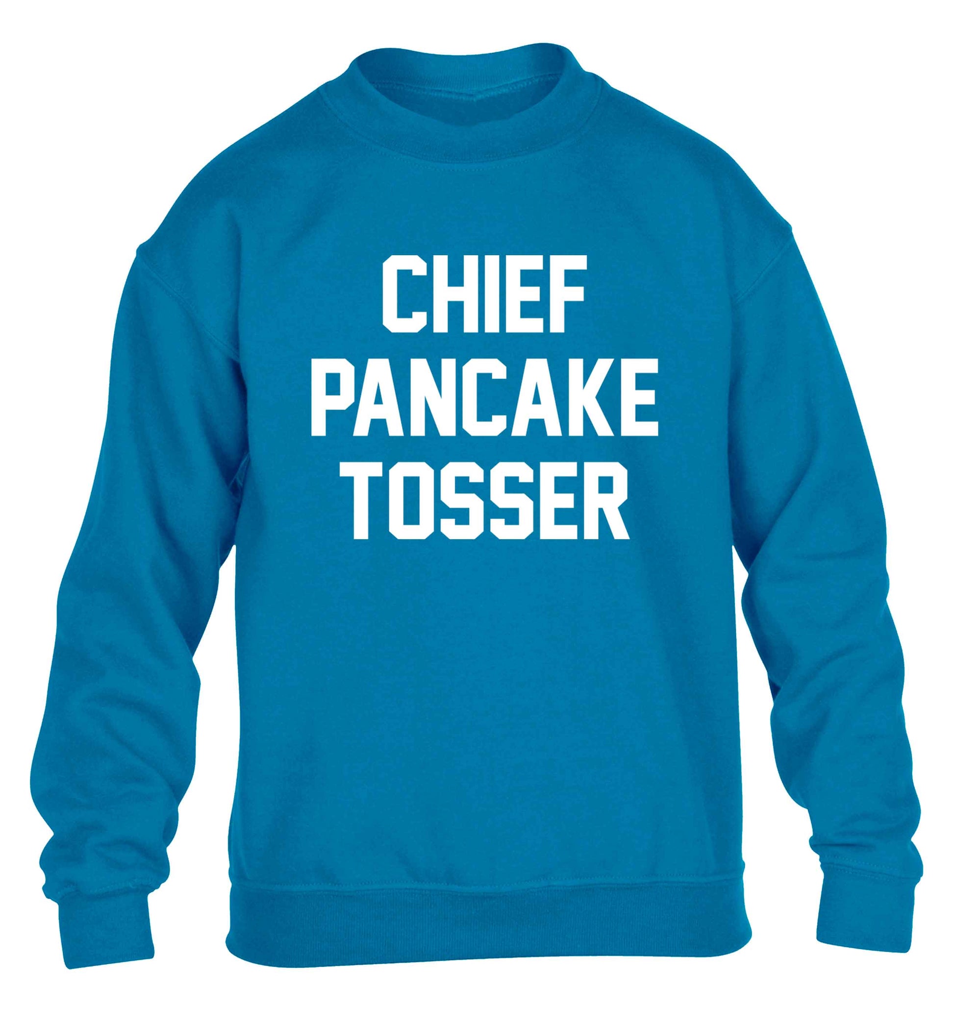 Happiness is pancakes children's blue sweater 12-13 Years