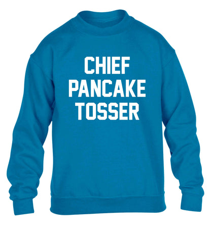 Happiness is pancakes children's blue sweater 12-13 Years