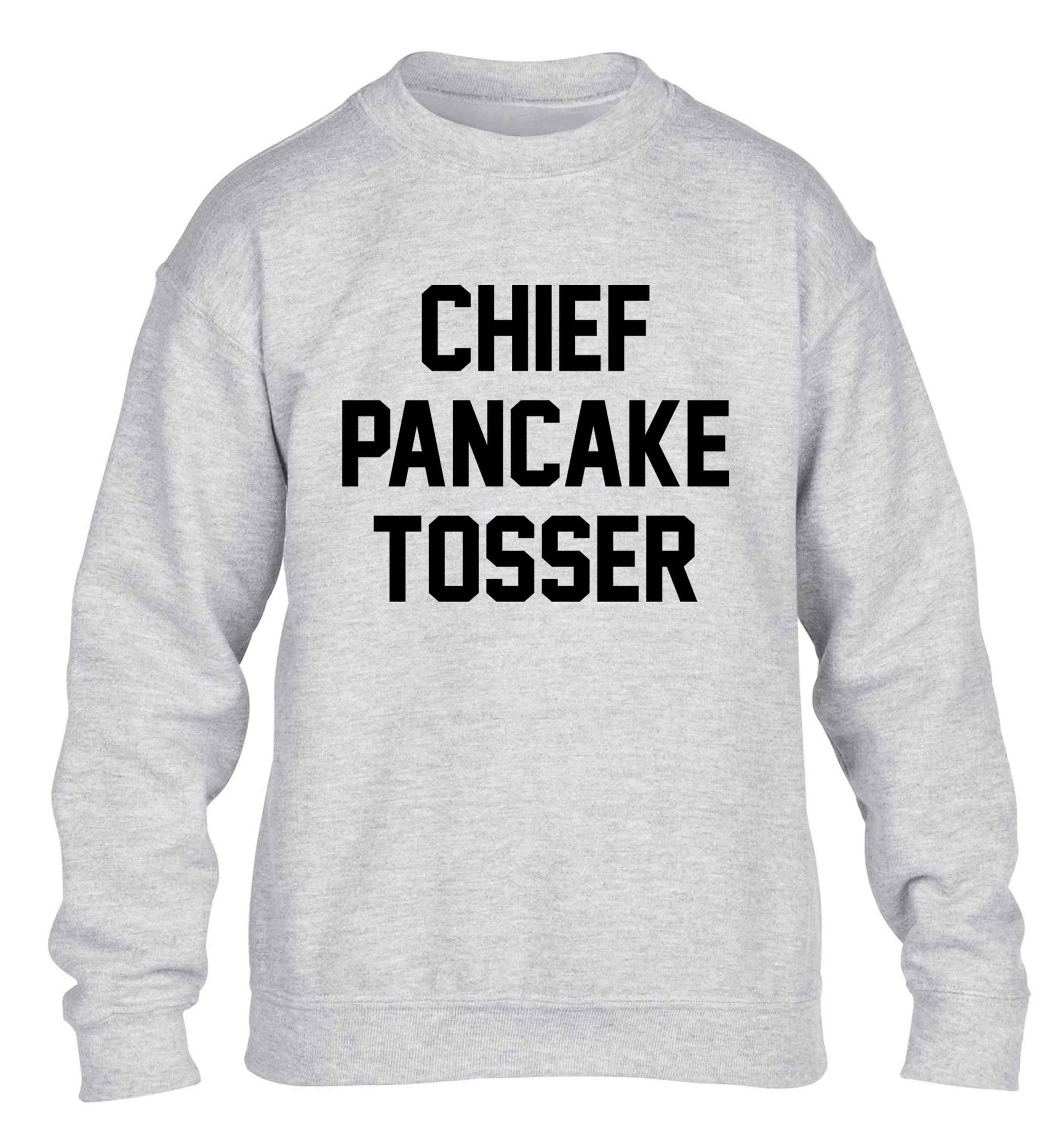 Happiness is pancakes children's grey sweater 12-13 Years