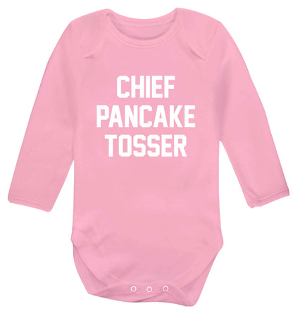 Happiness is pancakes baby vest long sleeved pale pink 6-12 months