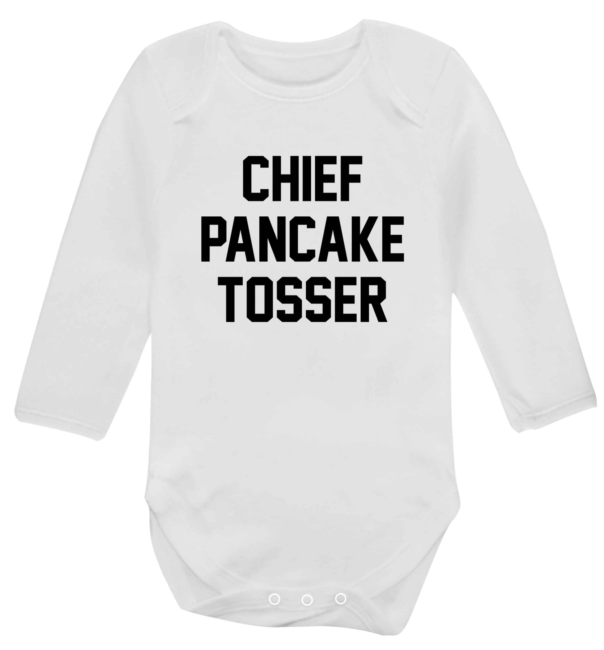 Happiness is pancakes baby vest long sleeved white 6-12 months