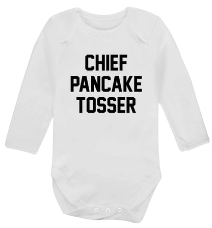 Happiness is pancakes baby vest long sleeved white 6-12 months