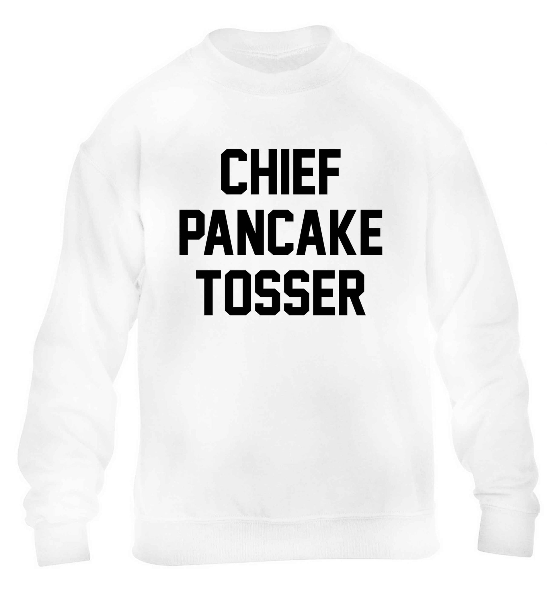 Happiness is pancakes children's white sweater 12-13 Years