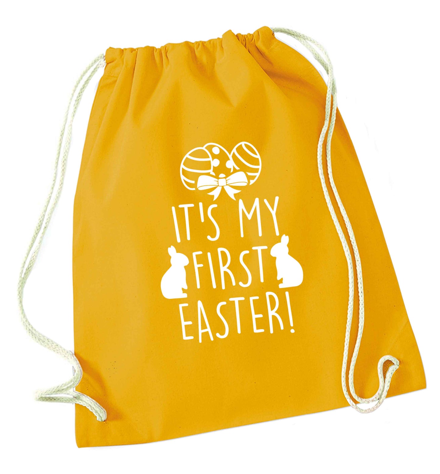 It's my first Easter mustard drawstring bag