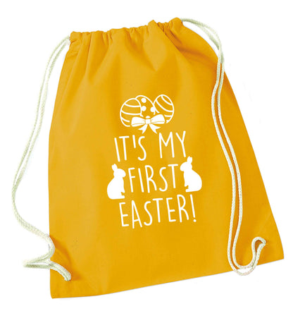 It's my first Easter mustard drawstring bag