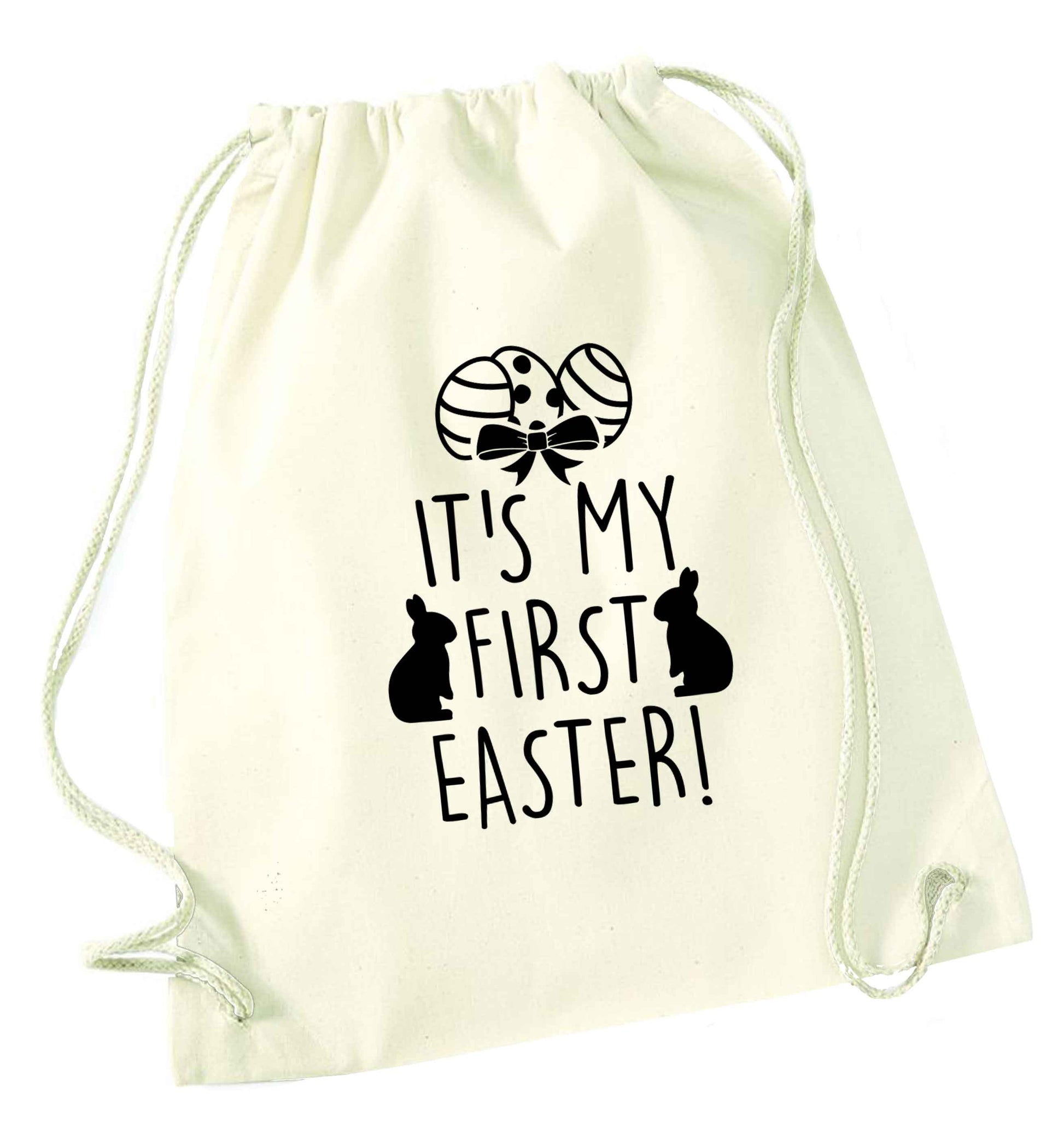 It's my first Easter natural drawstring bag