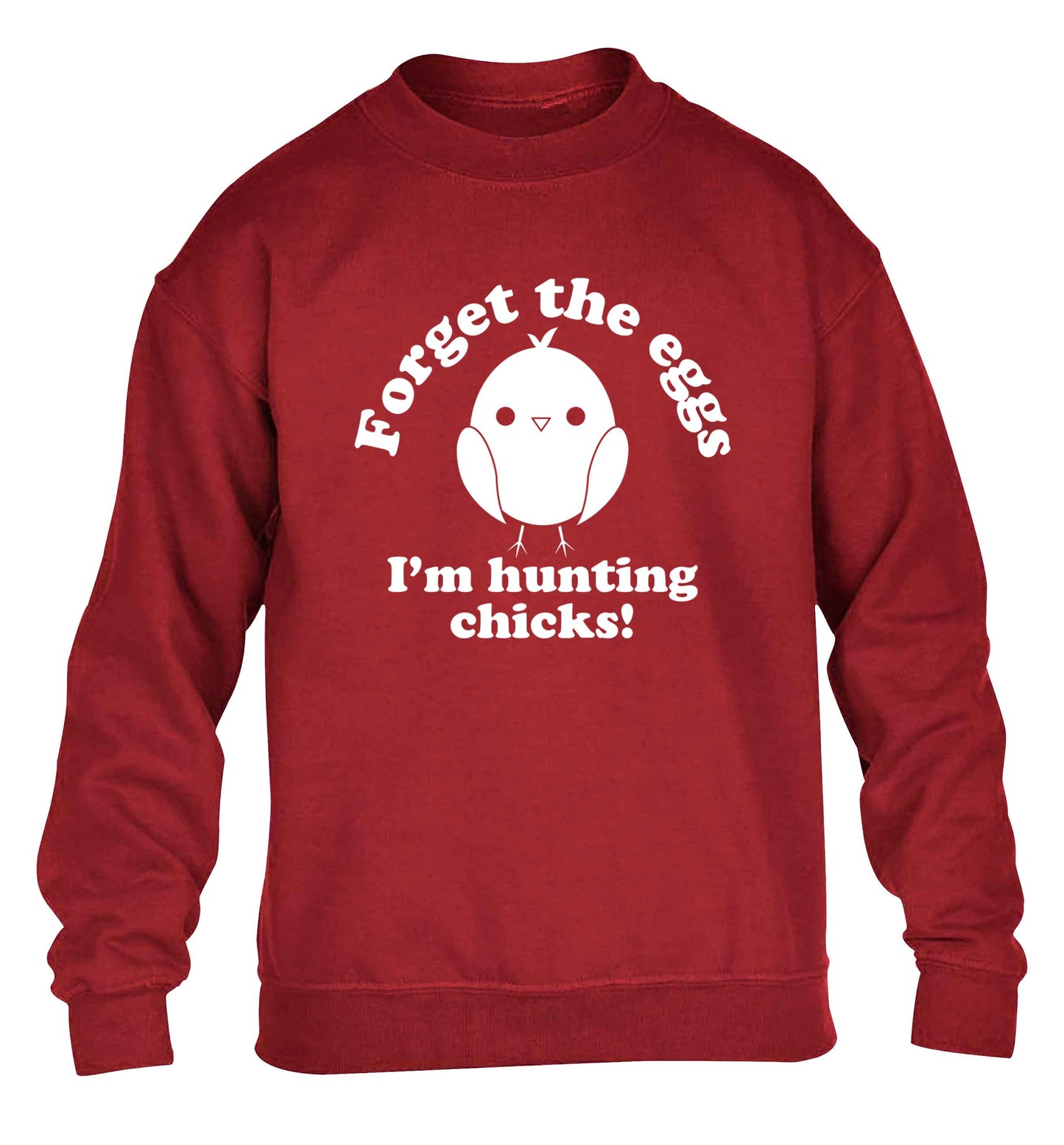 Forget the eggs I'm hunting chicks! children's grey sweater 12-13 Years