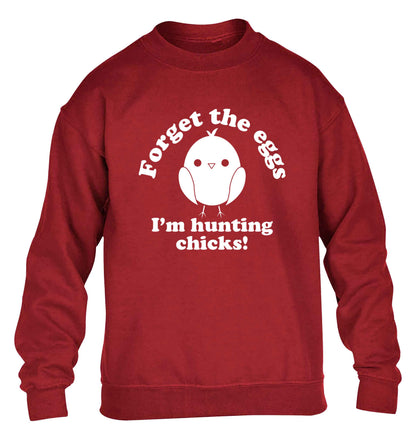 Forget the eggs I'm hunting chicks! children's grey sweater 12-13 Years