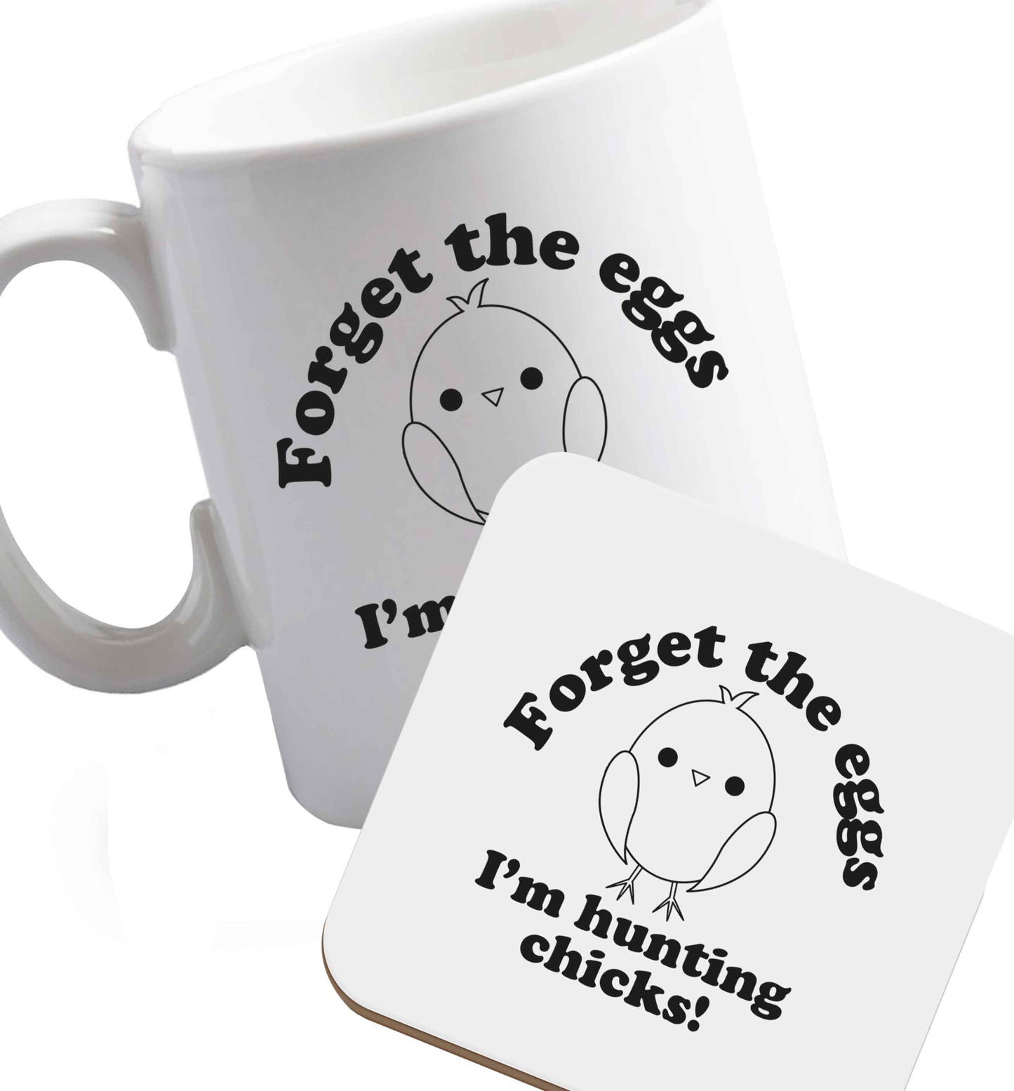 10 oz Favourite Type Pan Pancake ceramic mug and coaster set right handed
