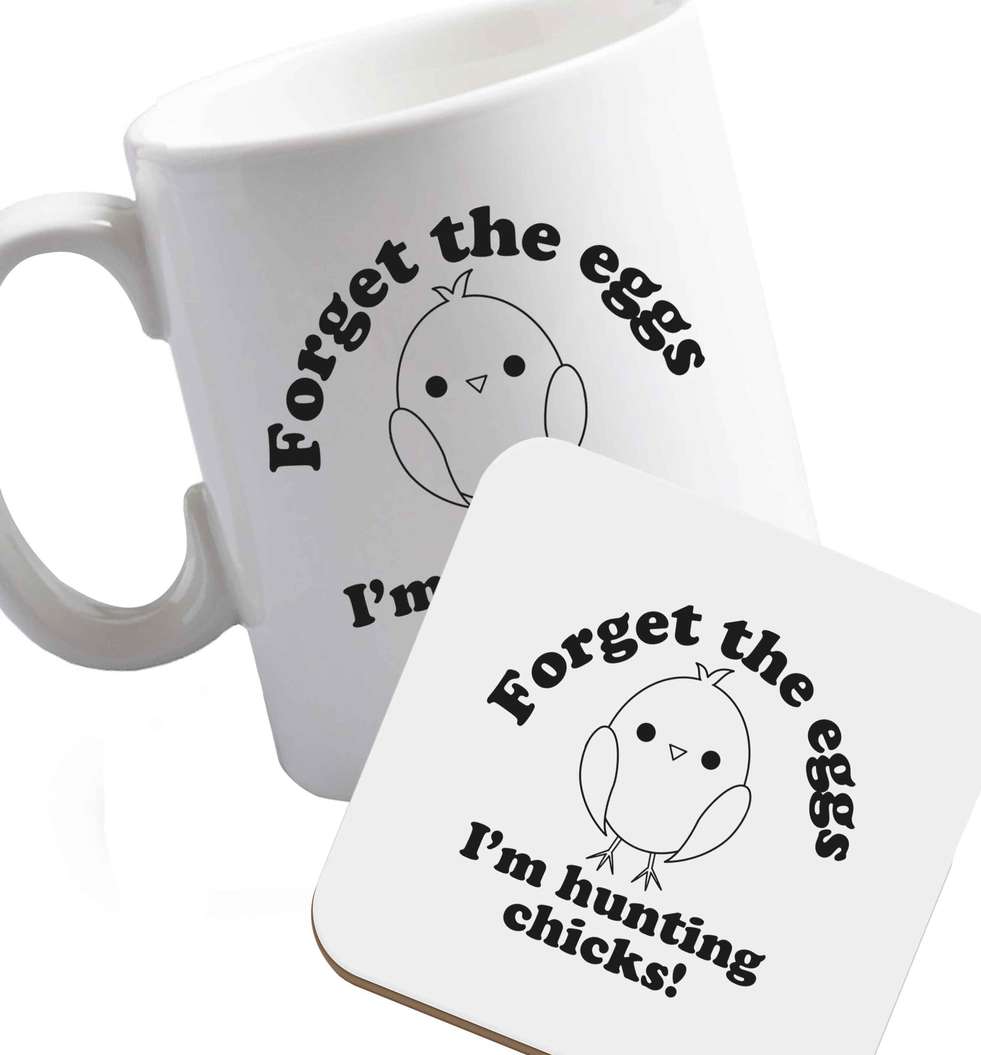 10 oz Favourite Type Pan Pancake ceramic mug and coaster set right handed